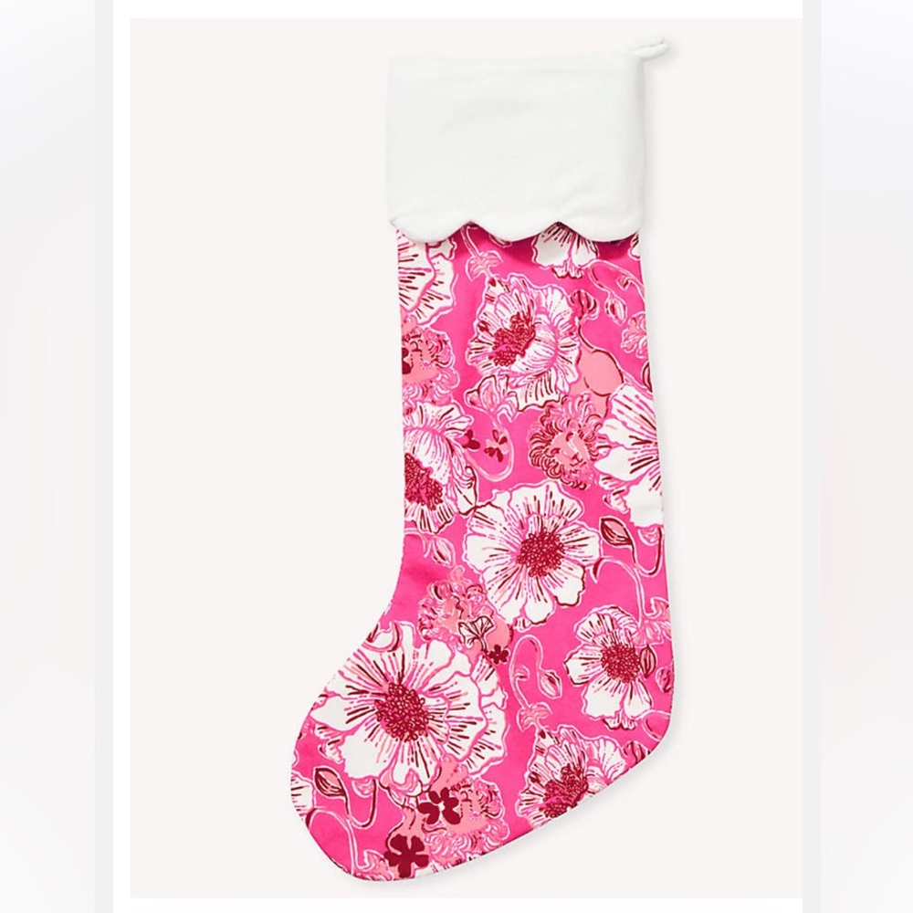 NWT Lilly Pulitzer printed cotton stocking Sun Shell Pink Feeling Poppy